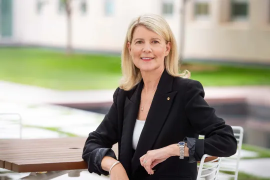 Natasha Stott Despoja smiling in a black jacket